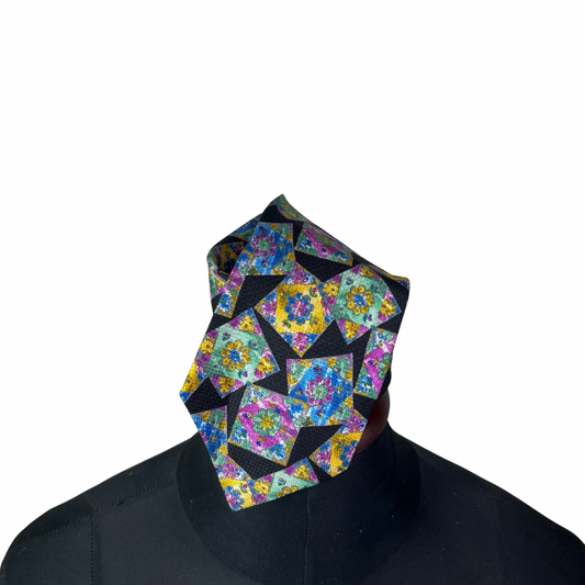 Multicolor Geometric Floral Print Necktie 10 cm