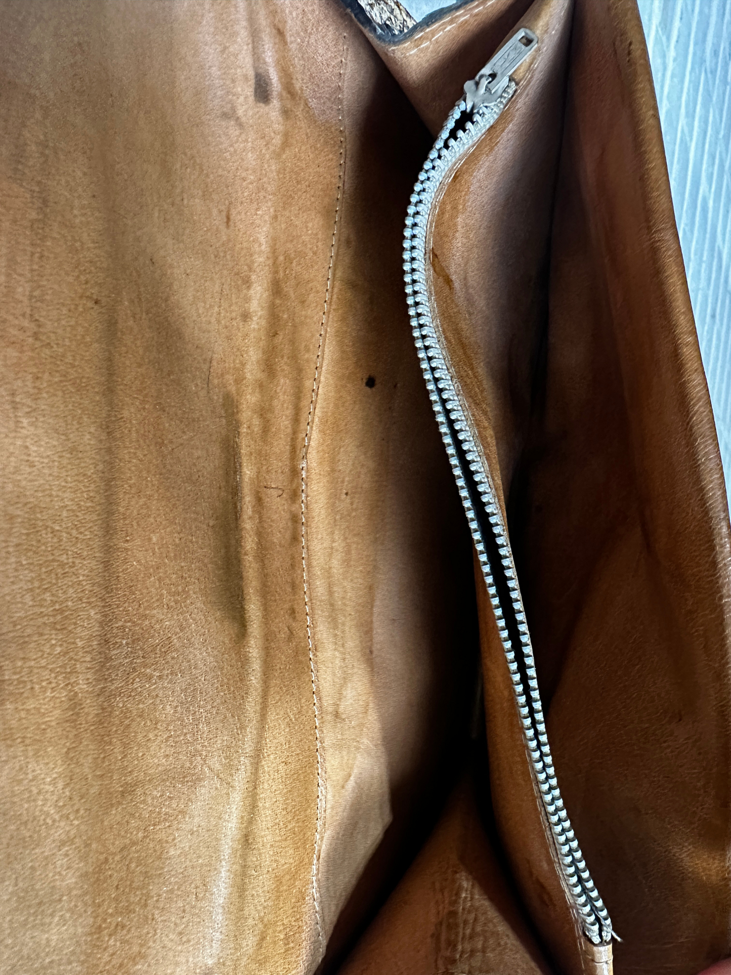 Vintage Genuine Snakeskin Crossbody Bag with Gold Accents