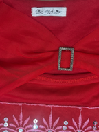 2K Mei Na Red Mesh Top with Sequin & Rhinestone Buckle