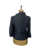 .Black Crinkle Texture Button-Front Blouse - Medium
