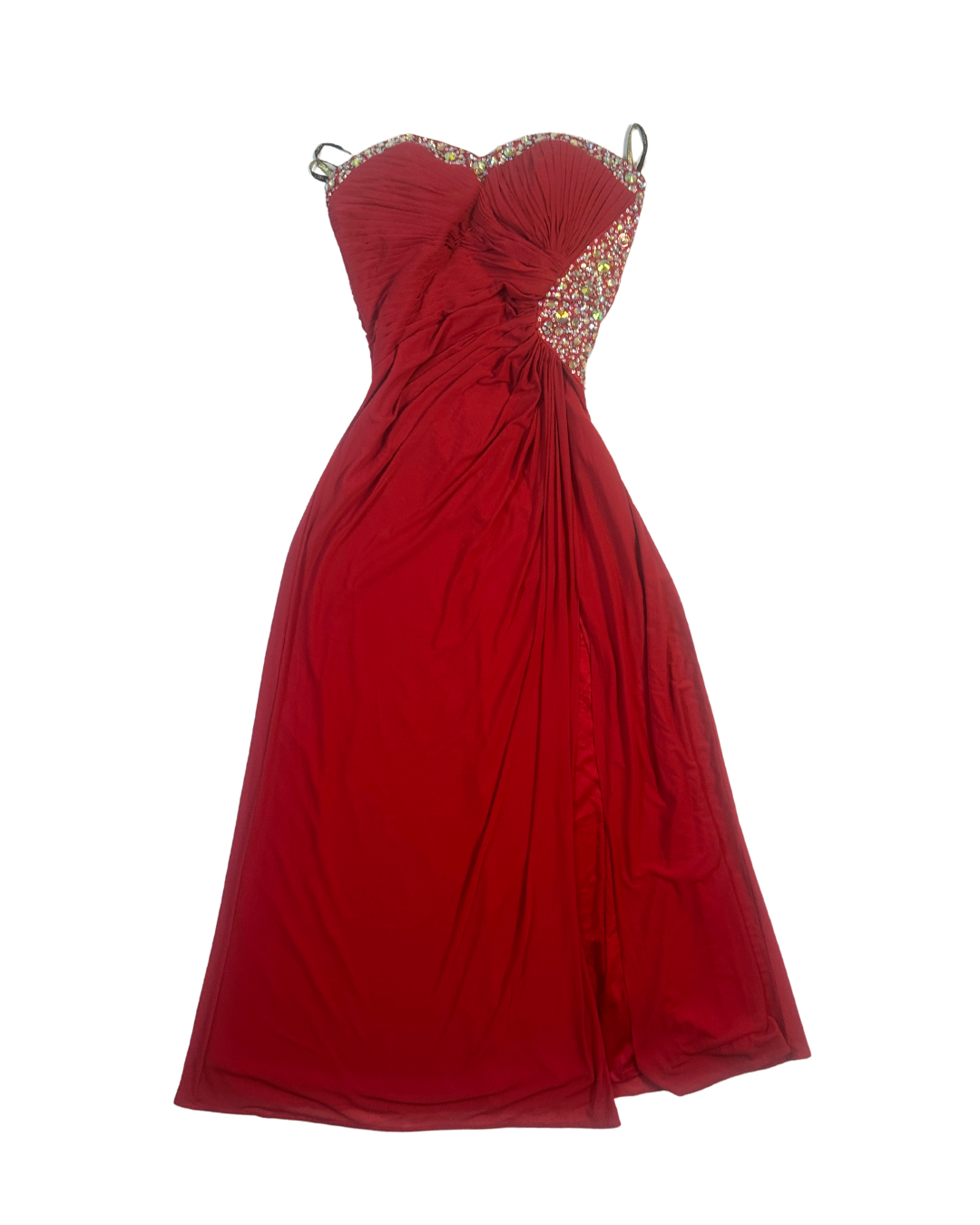 Lipsy Strapless Red Beaded Dress