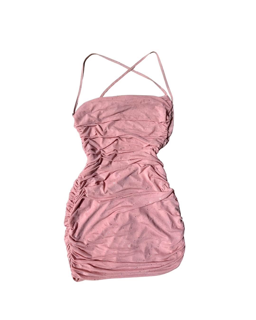 Pink Open-back Ruched Dress