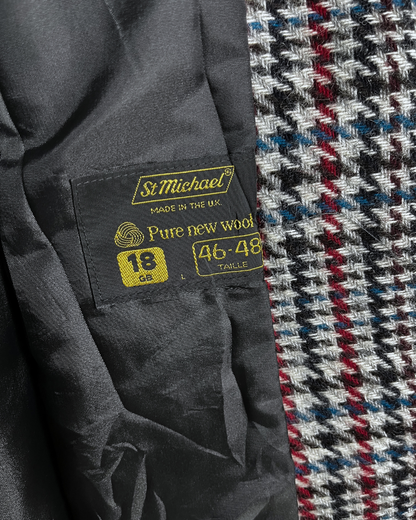 Vintage St Michael Pure New Wool Houndstooth Double Breasted Women's Blazer
