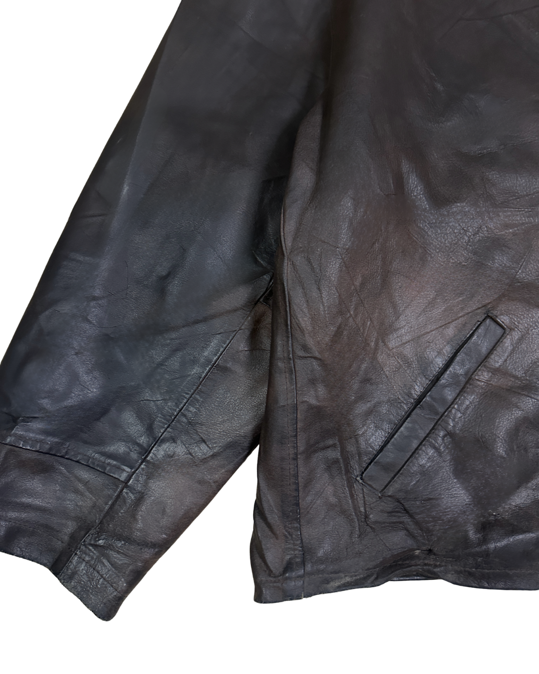 Vintage Brown & Burgundy Genuine Leather Jacket Large