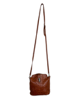 90s Italian Ostrich Embossed Genuine Leather Crossbody Bag