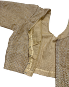 Gold Metallic Woven Saree Crop Blouse with Hook Closure