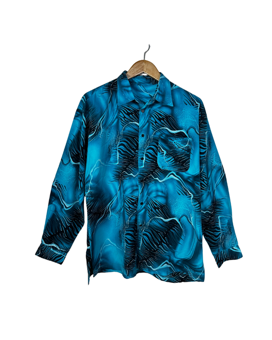 Vintage Turquoise  Long Sleeve Shirt XL