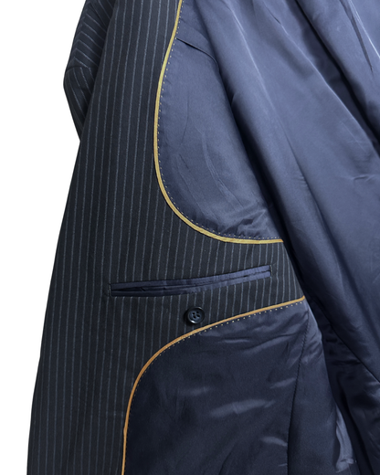 Angelo Benelli Pinstripe Wool Blend Blazer - Size 56
