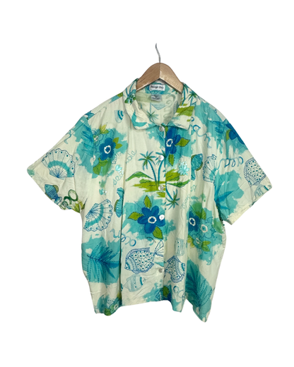 Mango Bay Beaded Applique Floral Women's Shirt 2XL