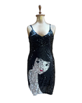 Maner Sequin Face Graphic Mini Dress