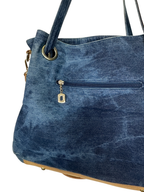Sequined French Bulldog Large Denim Tote Bag
