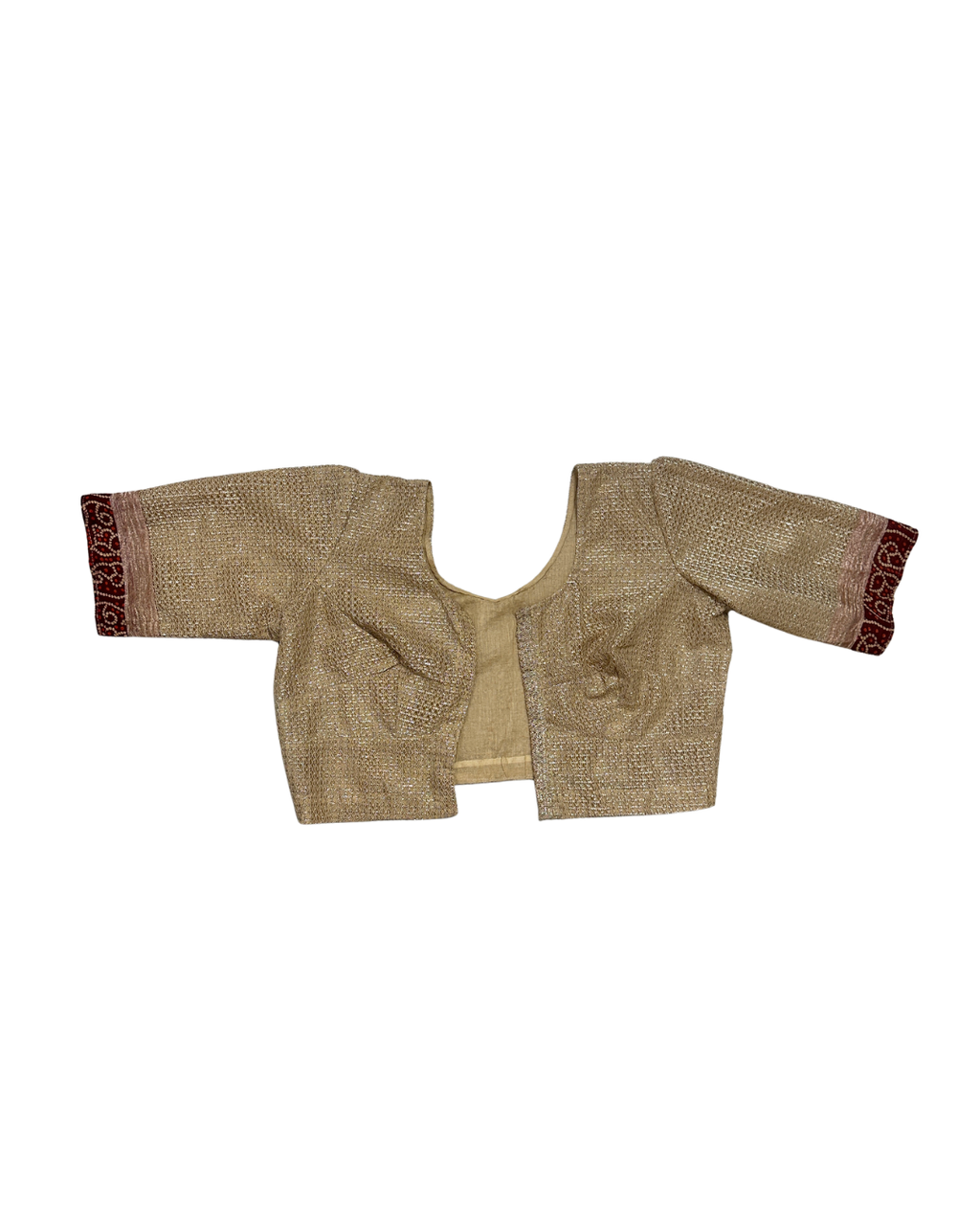 Gold Metallic Woven Saree Crop Blouse with Hook Closure