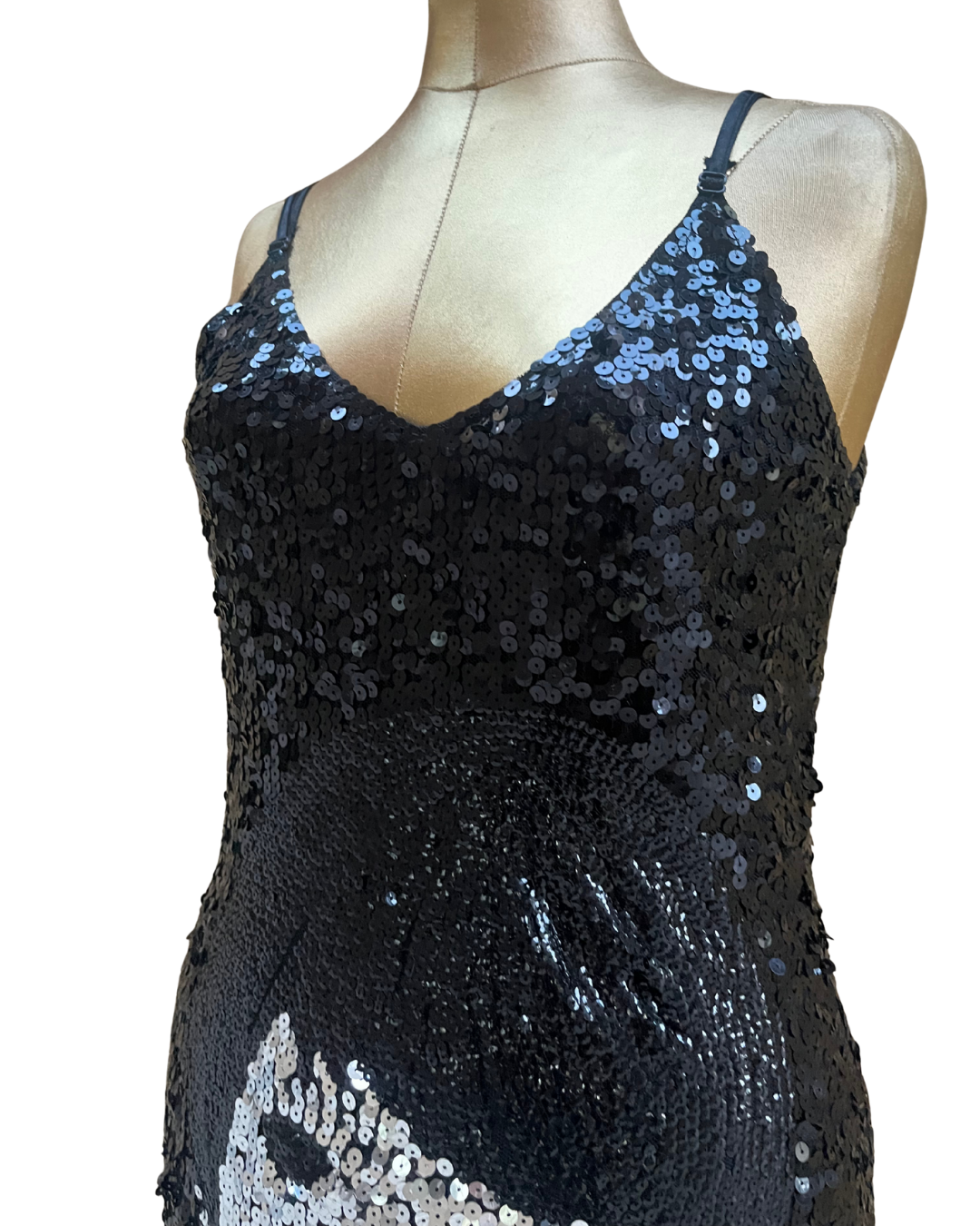 Maner Sequin Face Graphic Mini Dress