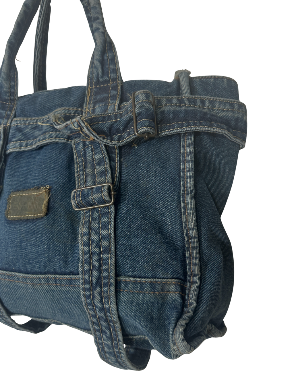 Vintage Y2K Denim Tote with Buckle Details