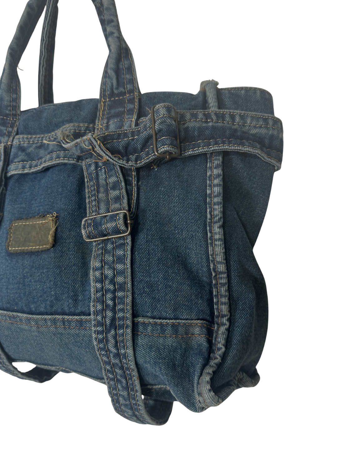 Vintage Y2K Denim Tote with Buckle Details
