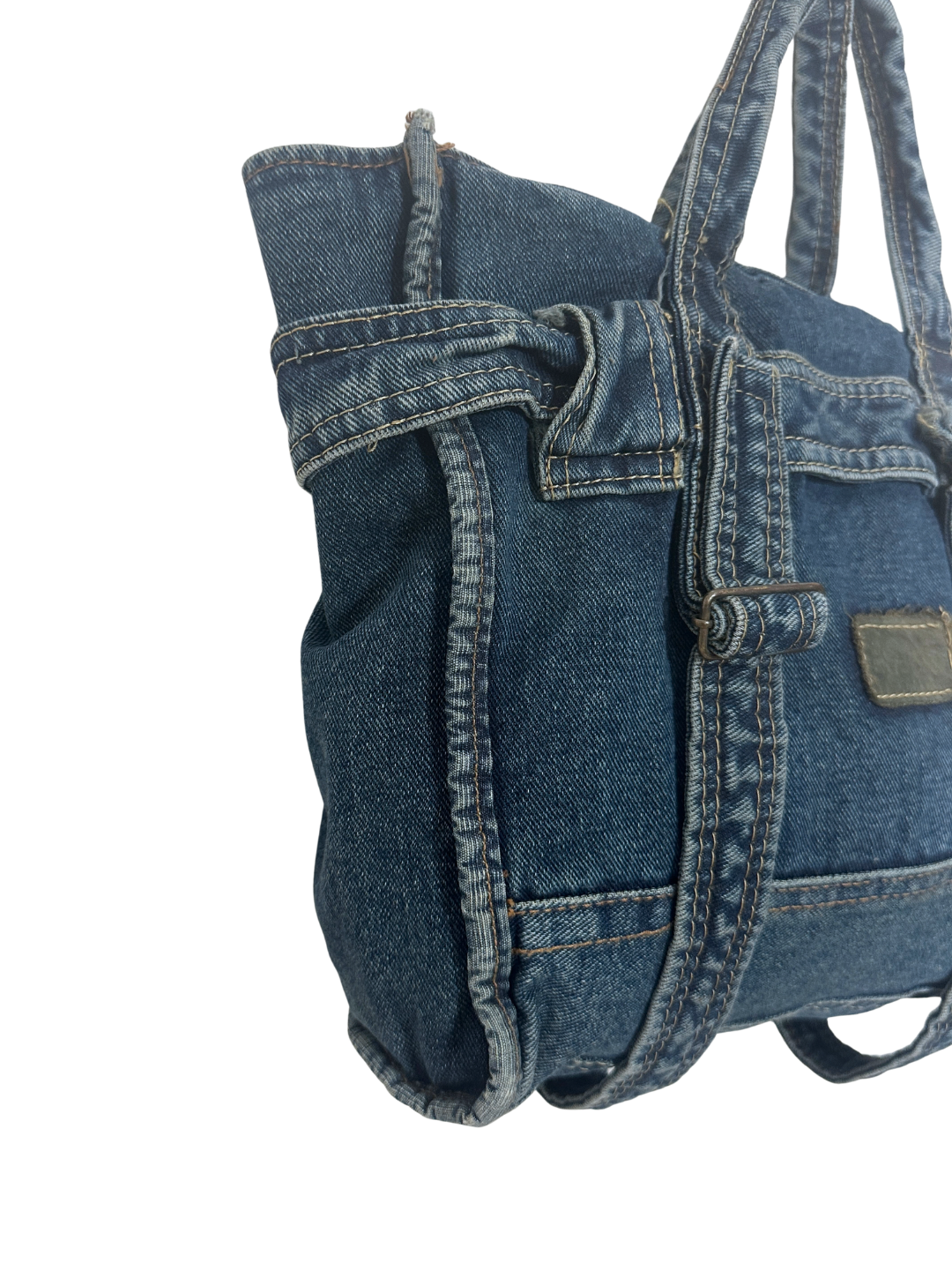 Vintage Y2K Denim Tote with Buckle Details