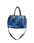 Genuine Leather Blue Tote Bag