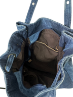 Sequined French Bulldog Large Denim Tote Bag