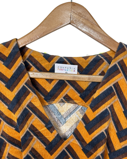 Compañía Fantástica Geometric Print Corduroy Dress Small