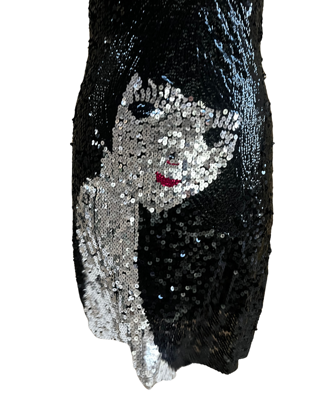 Maner Sequin Face Graphic Mini Dress