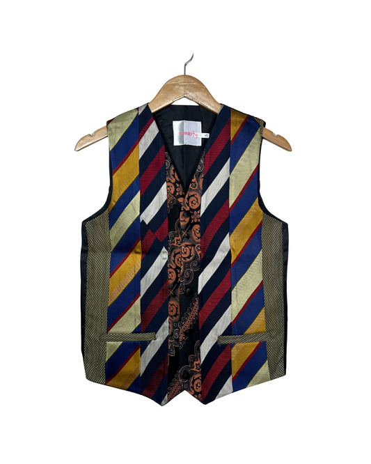 Retied Unisex Upcycled Neckties Vest Small