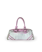 Vintage Y2K Pink & White Faux Fur Studded Shoulder Bag