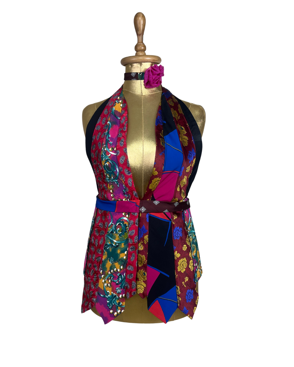 Handmade Upcycled Tie Halter Vest Top & Choker