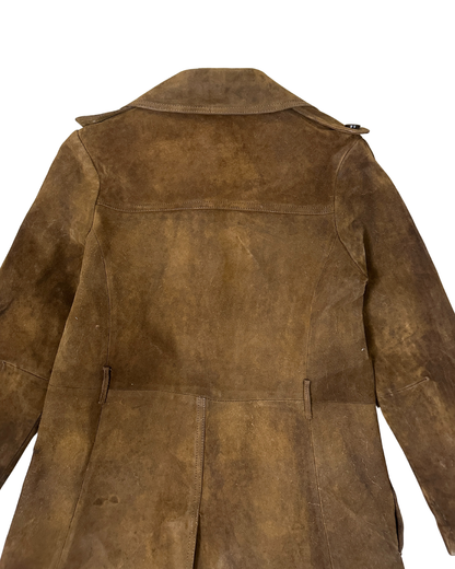 Vintage 70s "Western Grunge" Distressed Suede Leather Women's Coat