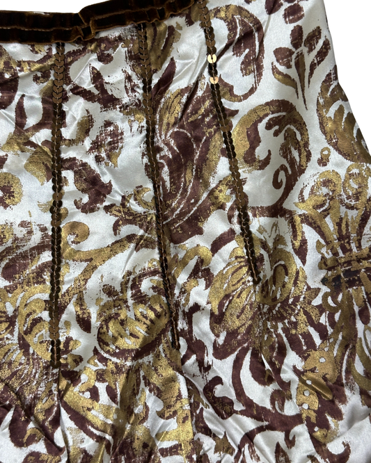 Vintage Schumacher Baroque Print Skirt With Sequins Detail
