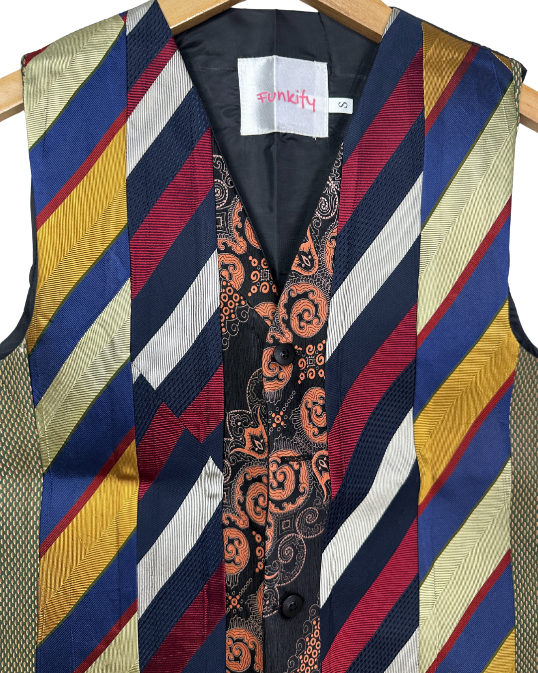 Retied Unisex Upcycled Neckties Vest Small