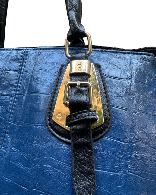Genuine Leather Blue Tote Bag