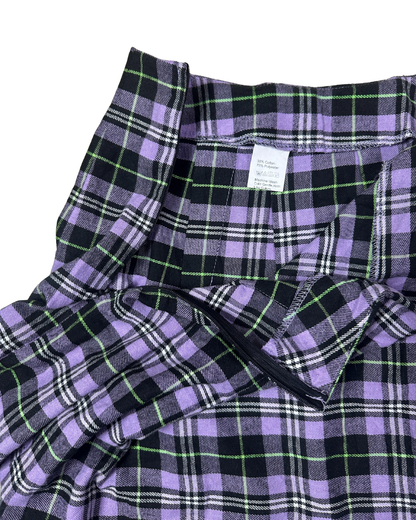 Purple Plaid Pleated Mini Skirt - XL