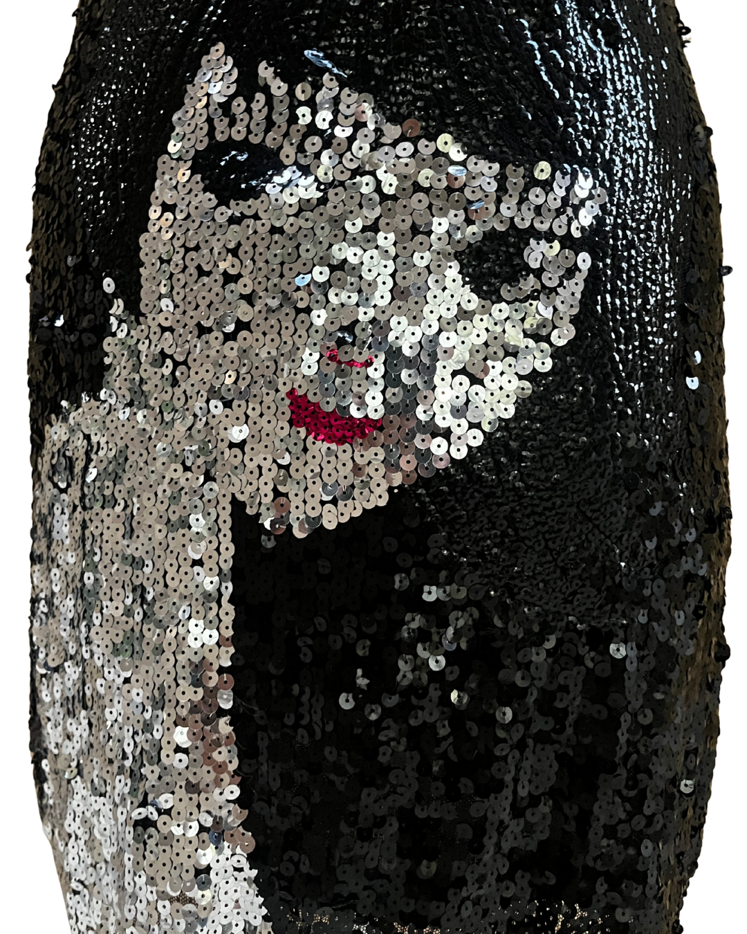Maner Sequin Face Graphic Mini Dress