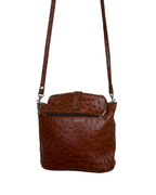 90s Italian Ostrich Embossed Genuine Leather Crossbody Bag
