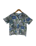 Vintage 90s Abstract Geometric Leaf Print Blouse
