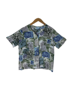 Vintage 90s Abstract Geometric Leaf Print Blouse