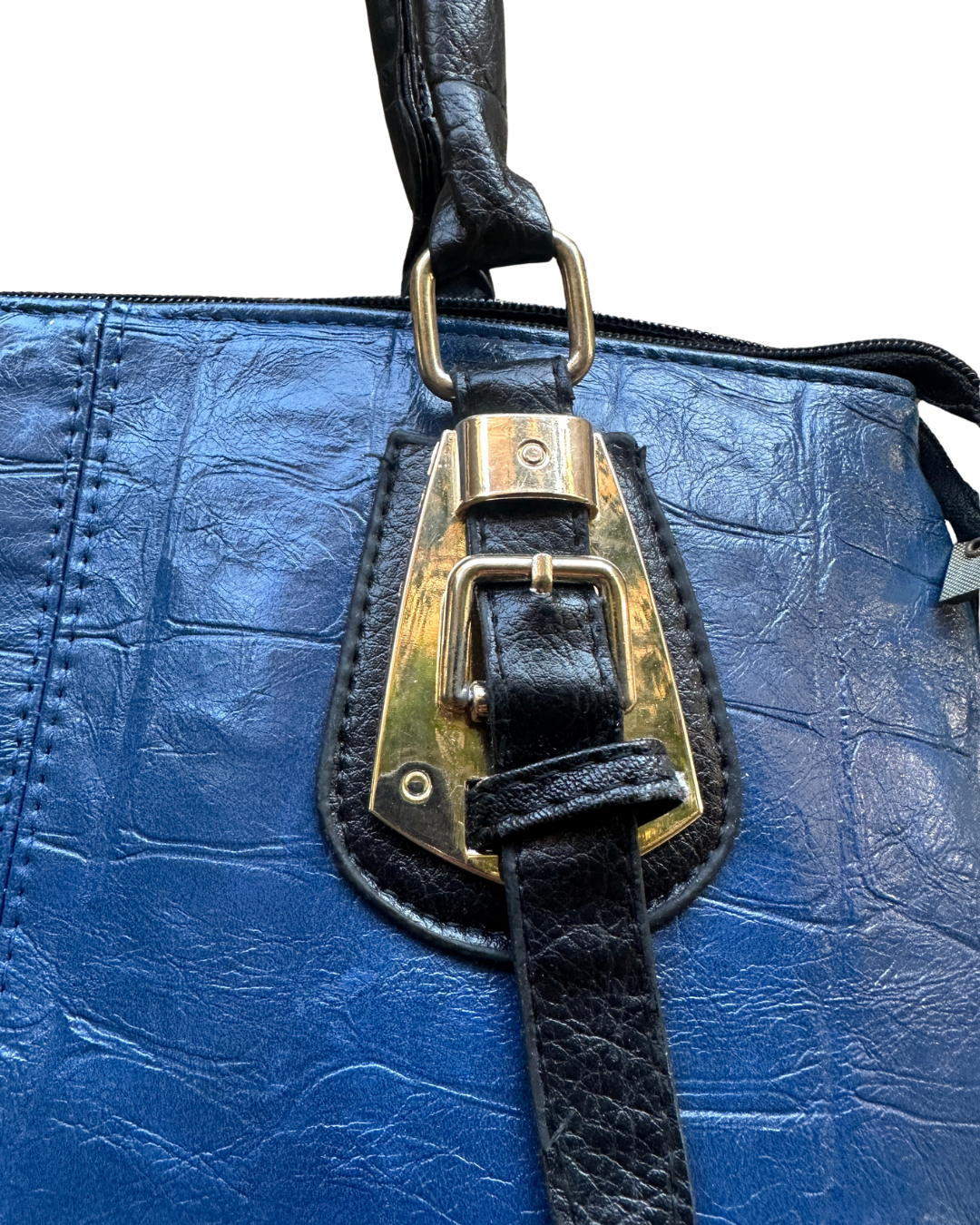 Genuine Leather Blue Tote Bag