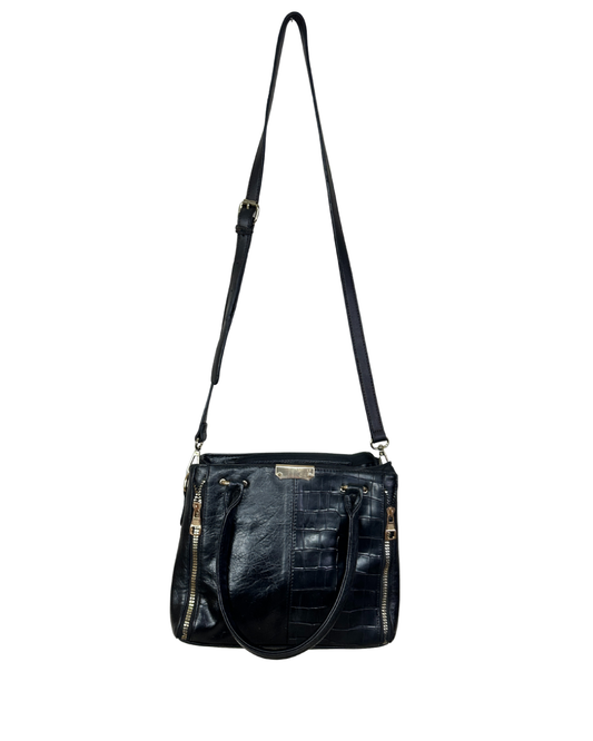 Vintage Genuine Leather Satchel with Short Handles & Long Strap