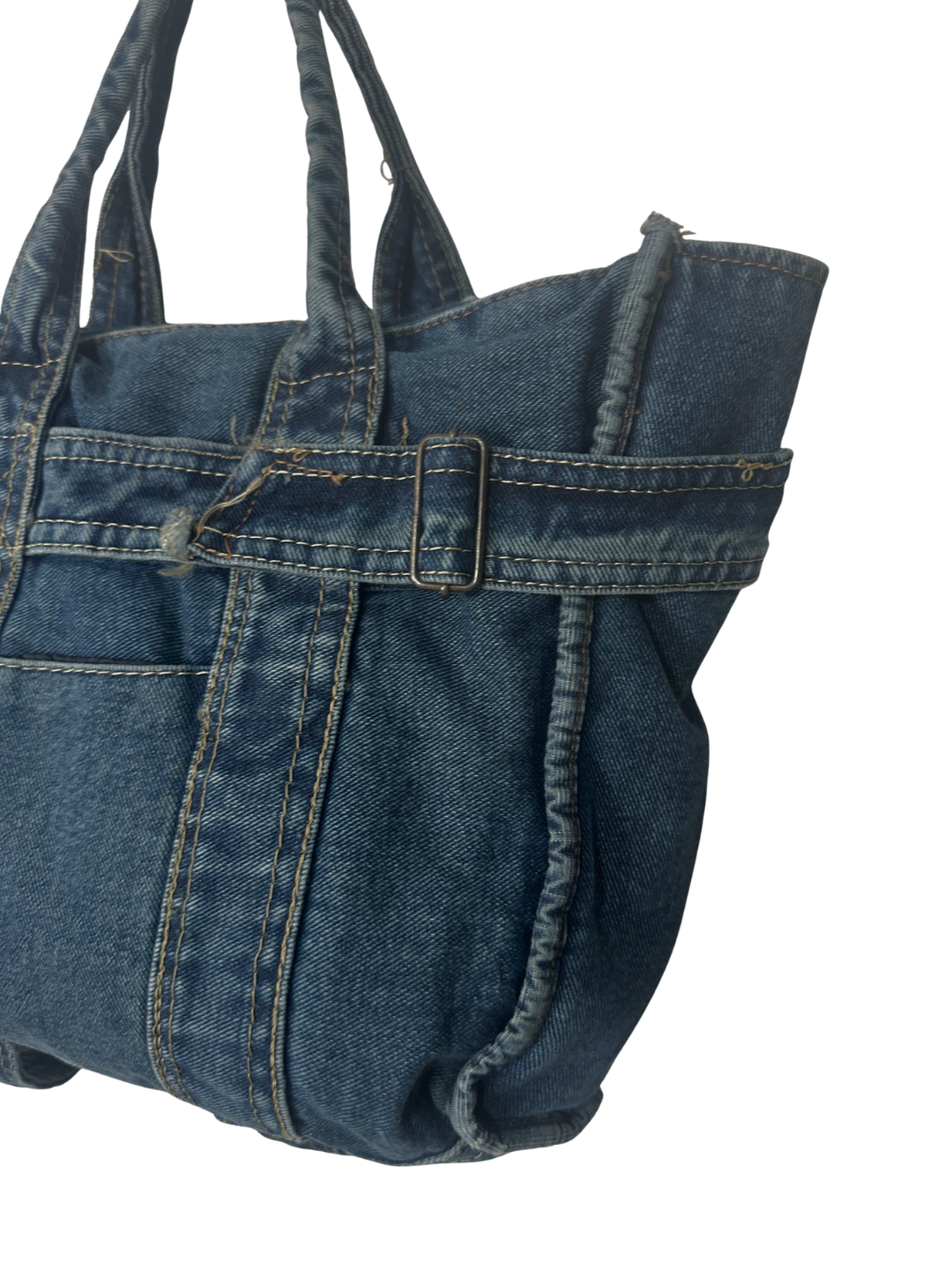 Vintage Y2K Denim Tote with Buckle Details