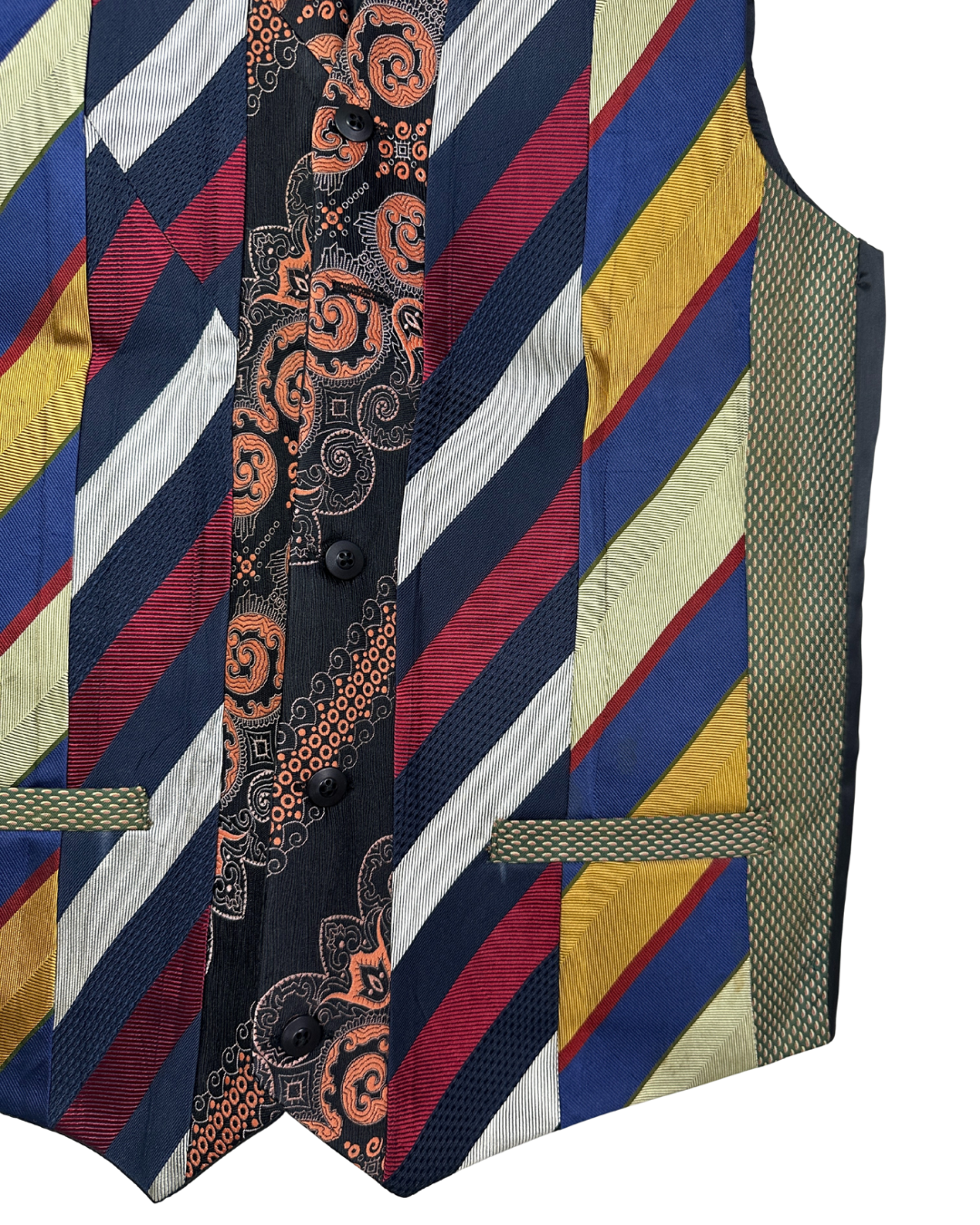 Retied Unisex Upcycled Neckties Vest Small