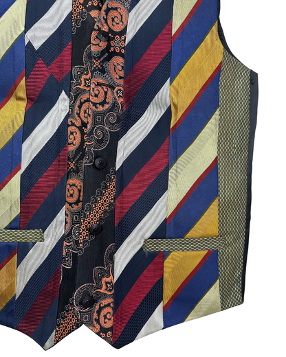 Retied Unisex Upcycled Neckties Vest Small