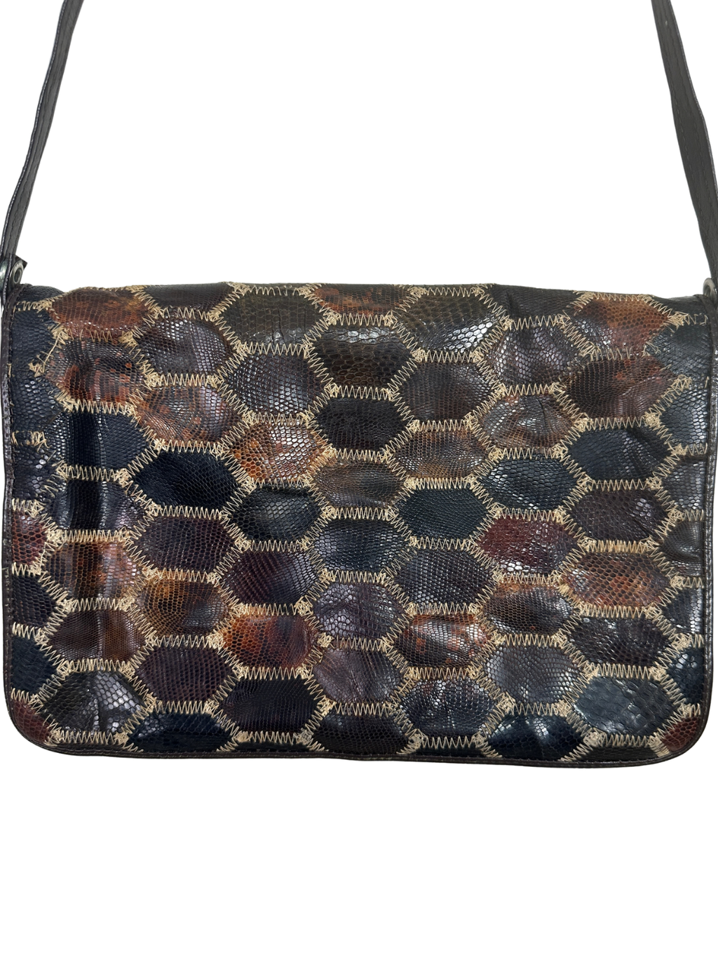 Reptile Skin Patchwork  Crossbody Bag