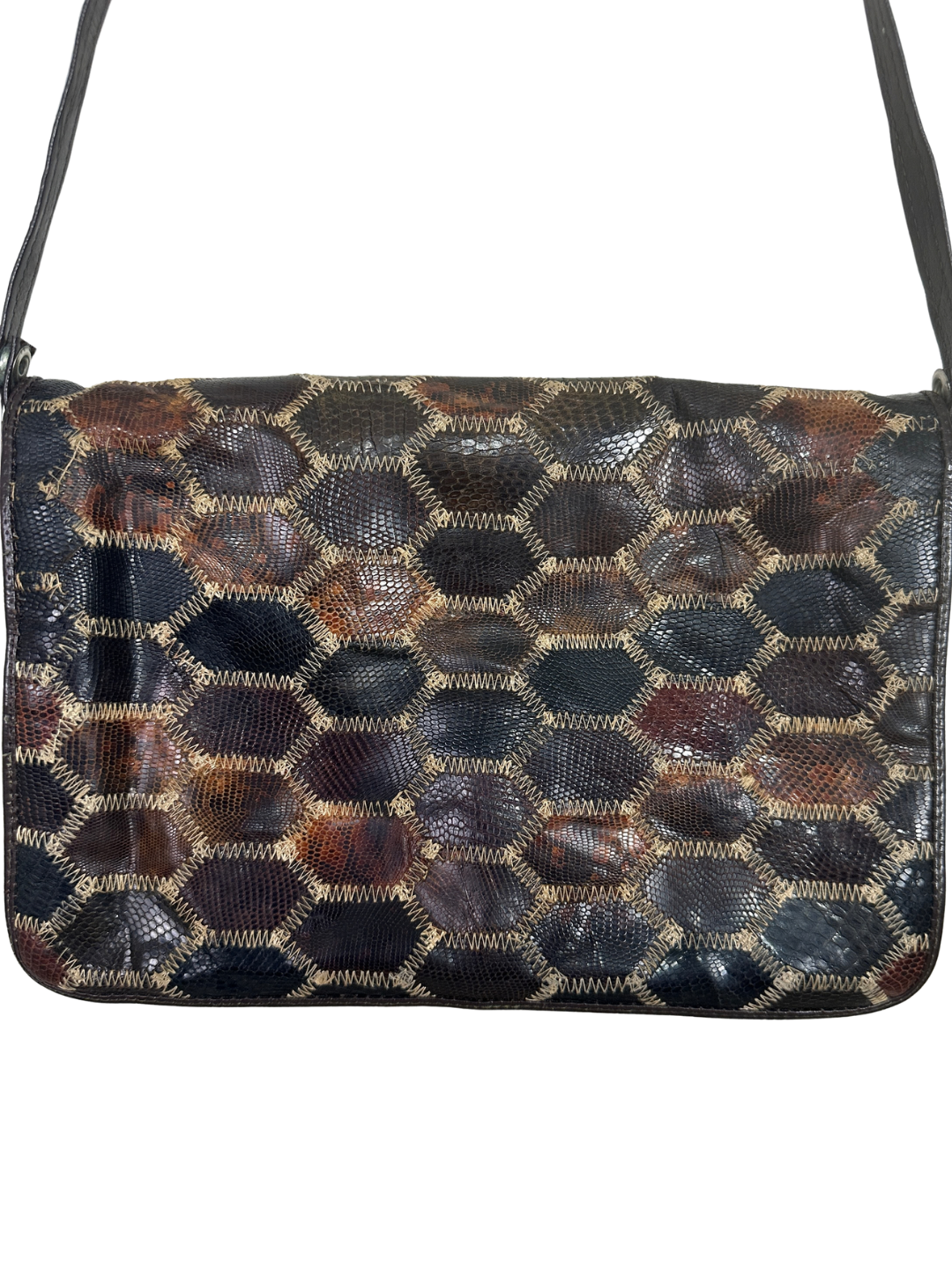 Reptile Skin Patchwork  Crossbody Bag