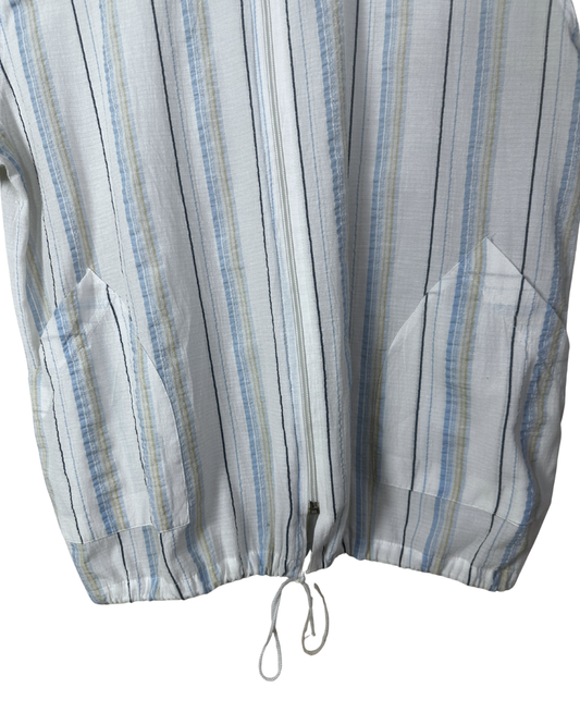 Striped Zip Up Shirt w/ Drawstring - Women's XL