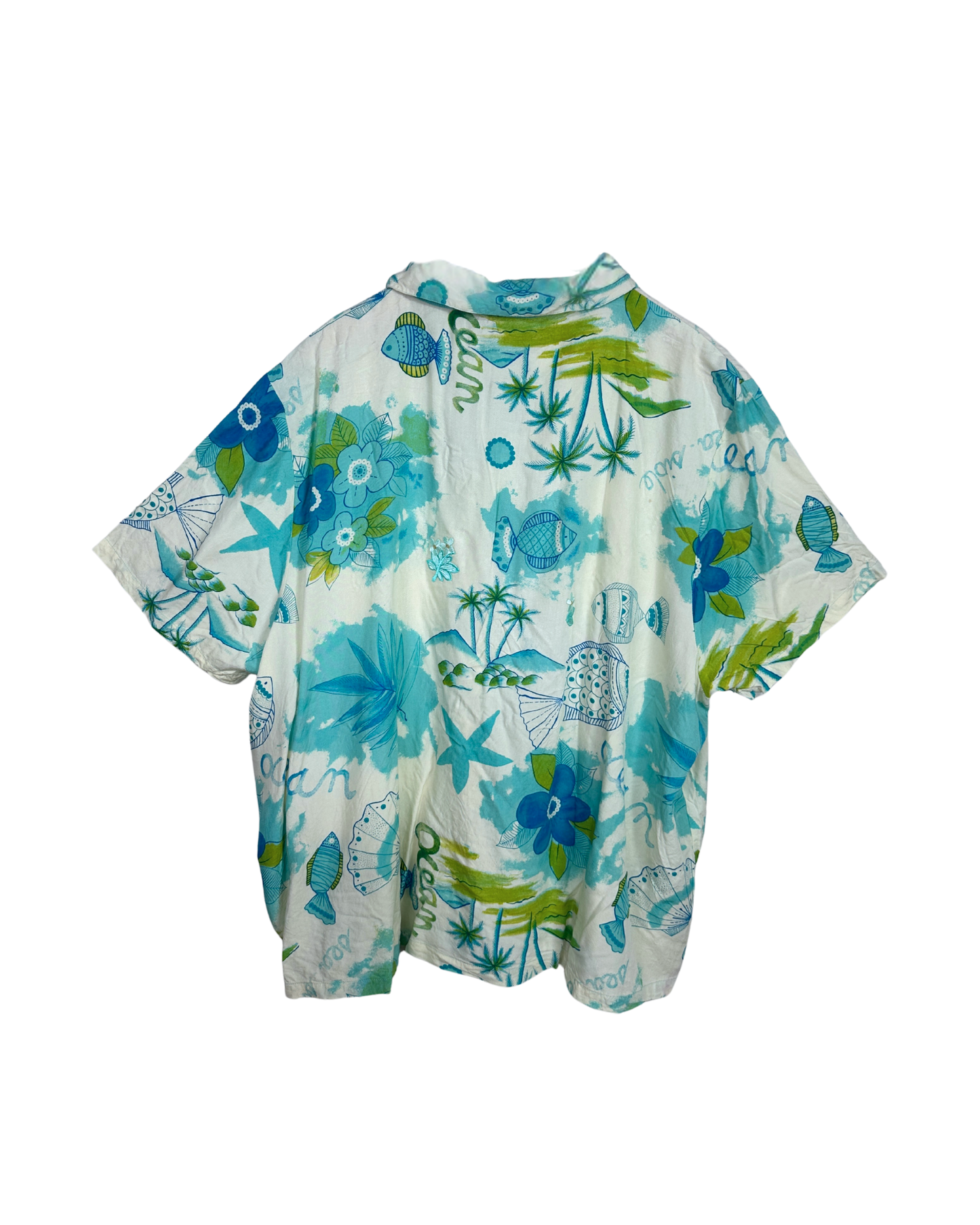 Mango Bay Beaded Applique Floral Women's Shirt 2XL