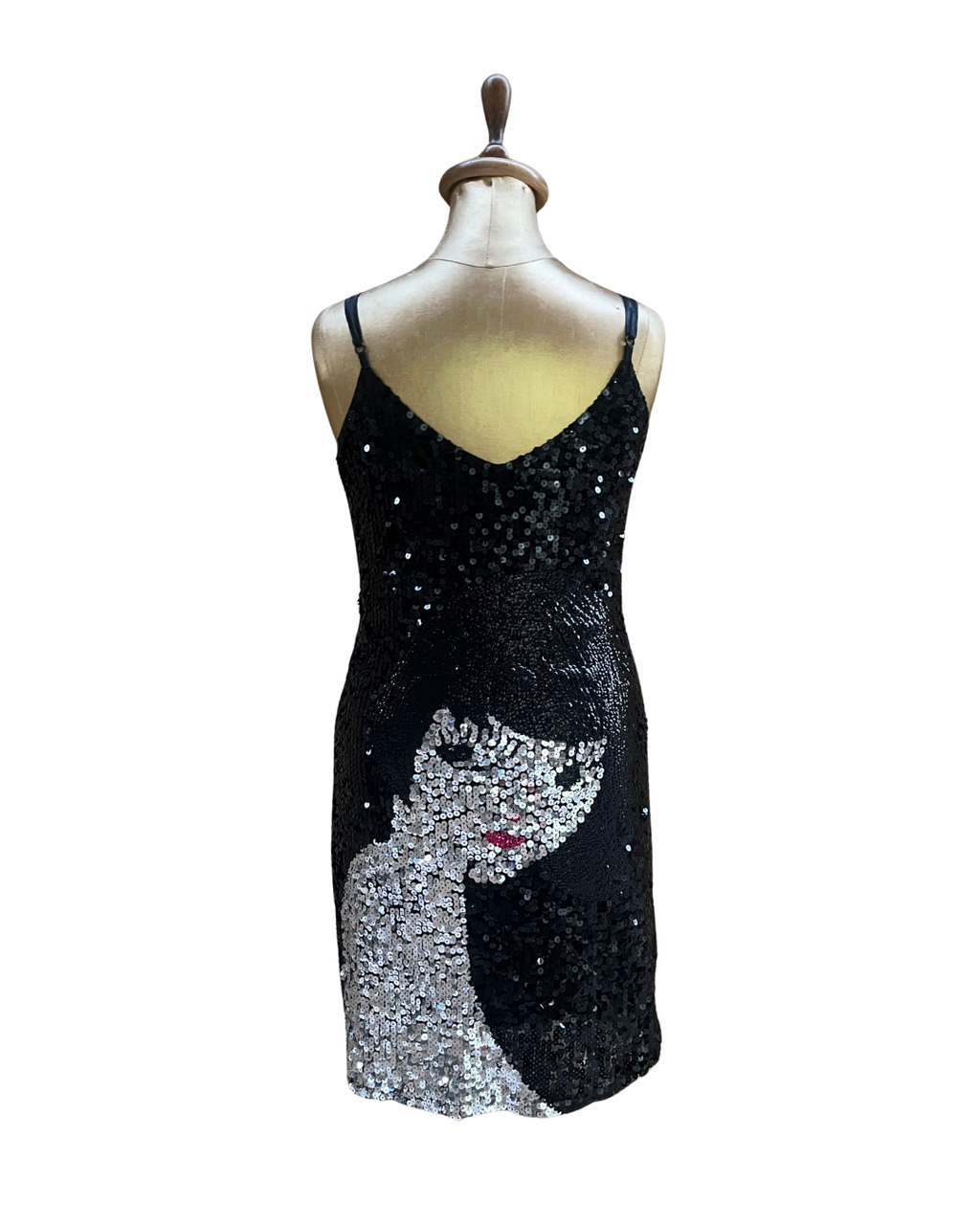 Maner Sequin Face Graphic Mini Dress