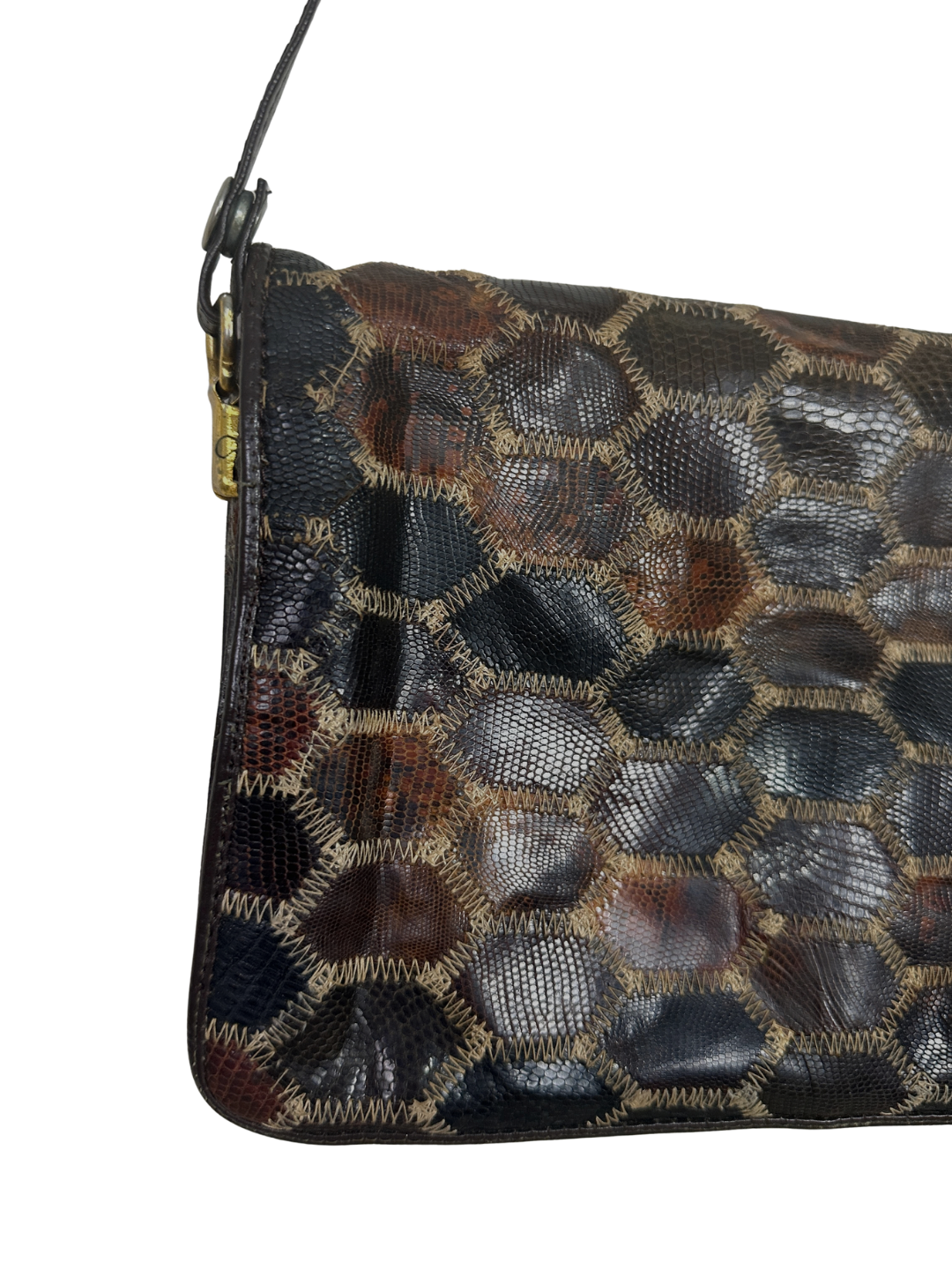 Reptile Skin Patchwork  Crossbody Bag