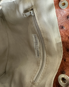 90s Italian Ostrich Embossed Genuine Leather Crossbody Bag