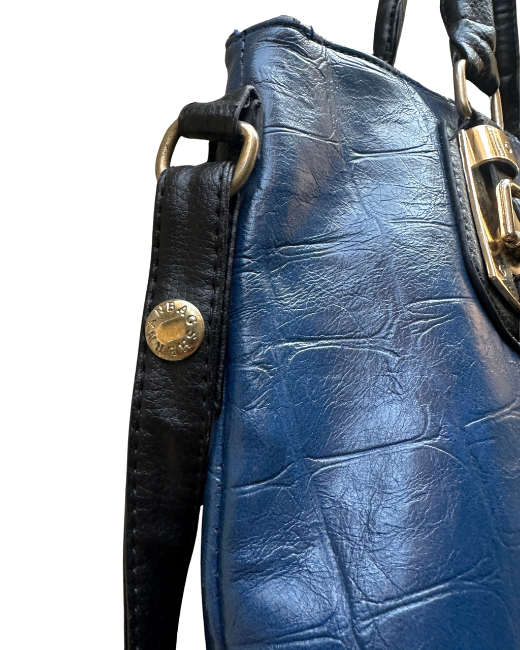 Genuine Leather Blue Tote Bag