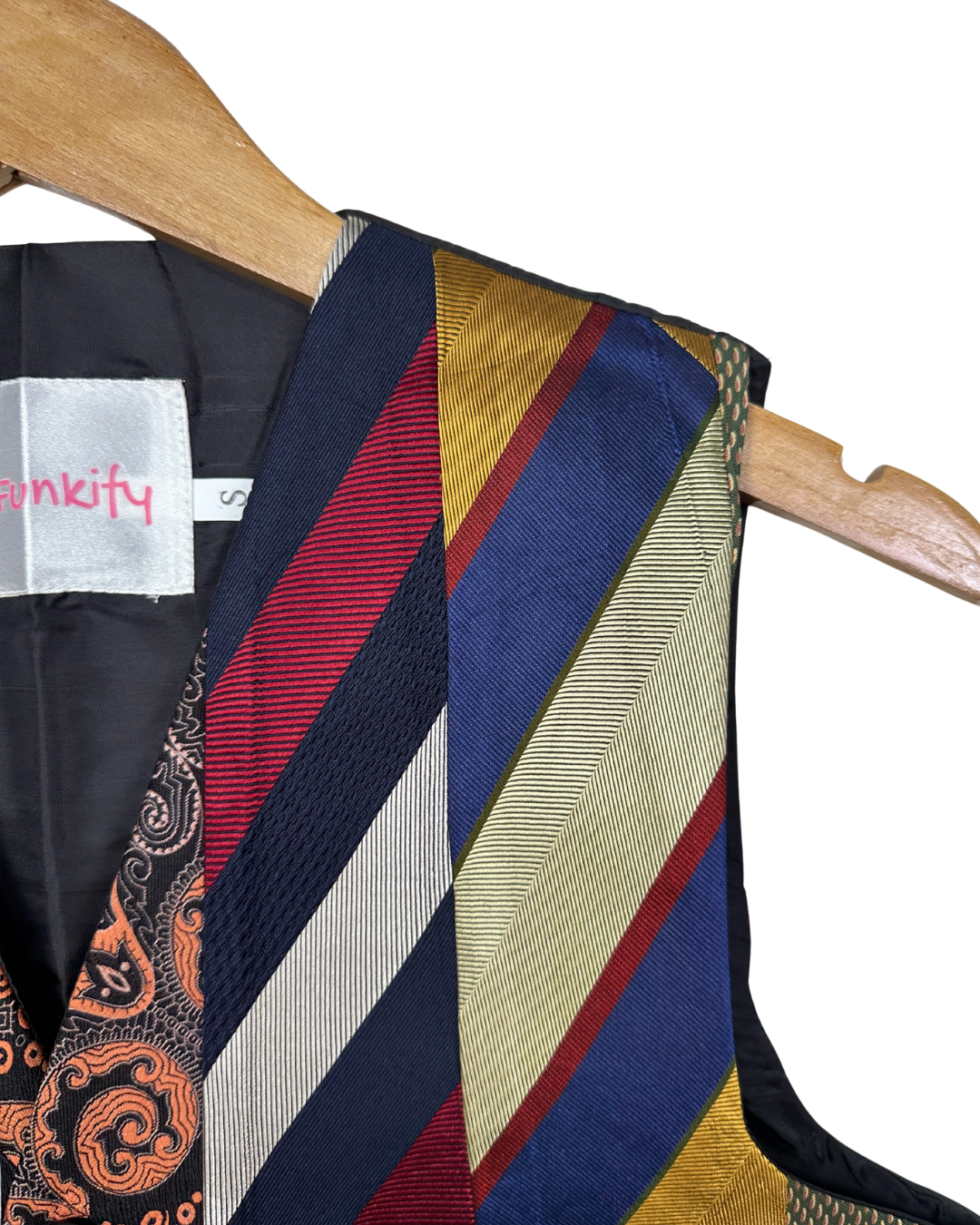 Retied Unisex Upcycled Neckties Vest Small